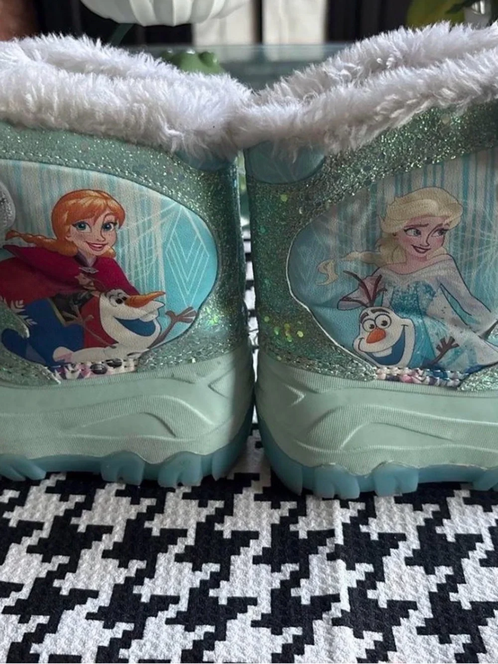 Disney Frozen Anna & Olaf Light Blue Glitter Kids Snow Boots